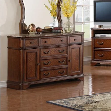 Transitional Dresser with Marble Top